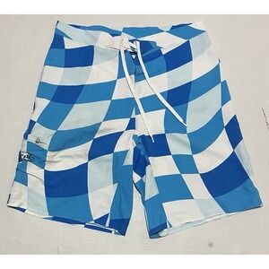 Rip Curl Usa Abstract Boardshorts Size 34 X 10.5 Blue Side Pocket Drawstring